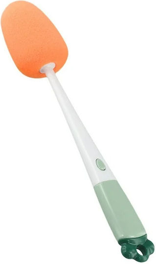 Perie Curățare 3 În 1 Pentru Sticle și Pahare Burete Perie Siliconică Scruber Plastic 27 Cm Alb Verde