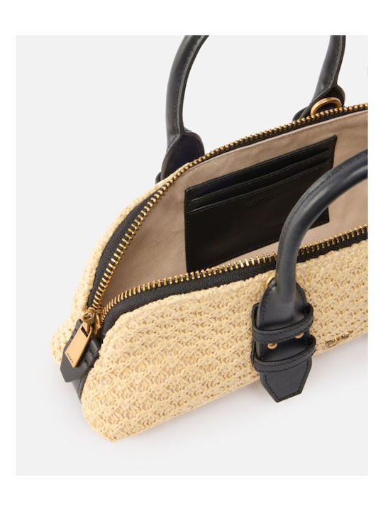 Bowling Baguette Straw Women's Shoulder Bag Beige
