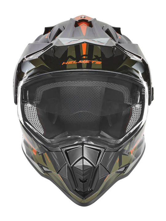 Nox N312 Track Orange/Khaki Gloss Motorcycle Helmet On-Off ECE 22.06 with Sun Visor