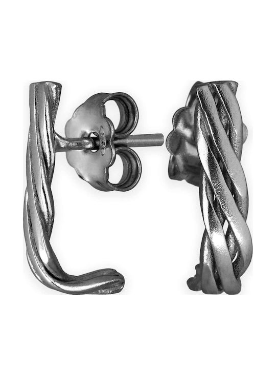 Small Stud Earrings Handmade Oxidized Silver 925