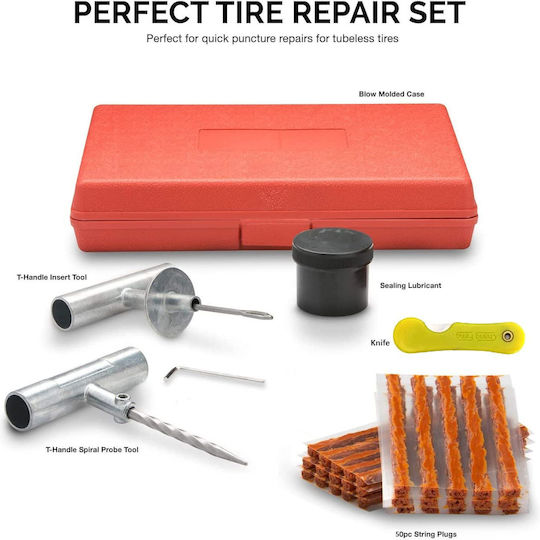 Quick Tire Repair Kit 20 Pieces Storage Box Red 30x20x6 Cm