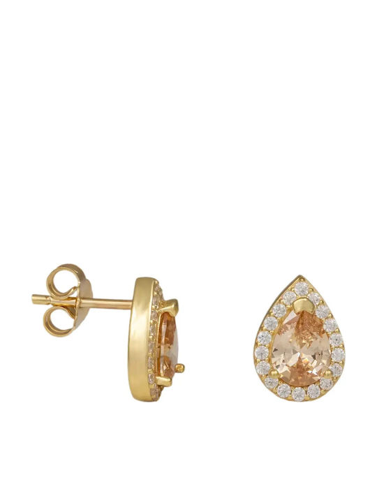 Gold Stud Earrings with Stones