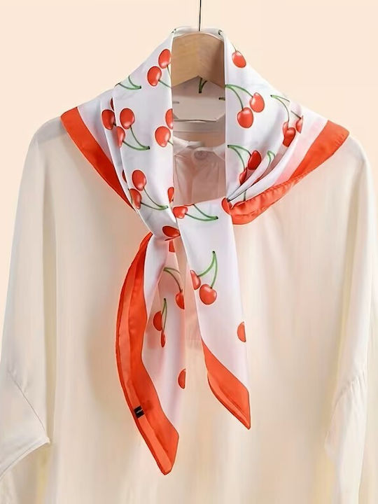 By Queen Playful & Feminine Σατέν Μαντήλι Cherry Print