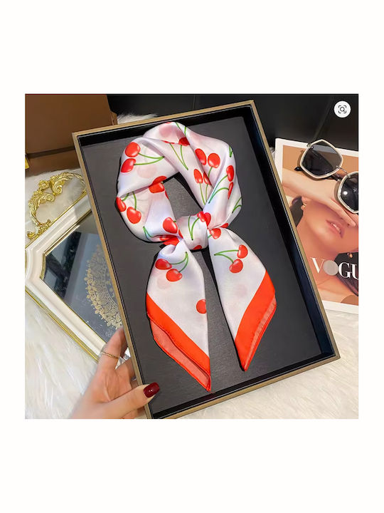 By Queen Playful & Feminine Σατέν Μαντήλι Cherry Print
