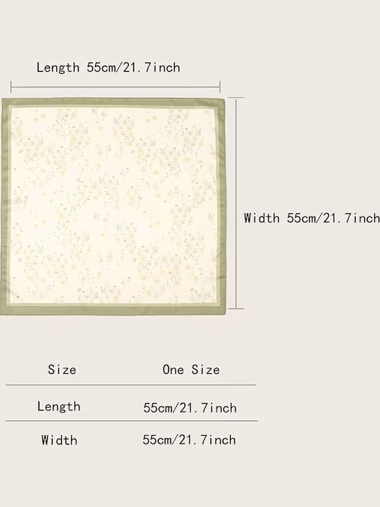 By Queen Batic Satin Crem Pastel Flori Verde Contur