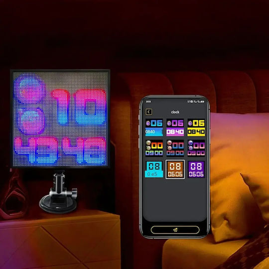 Rgb Led Дигитален Екран За Кола Текст Символ Дисплей Управление С App Захващане С Вендуза Usb 13.1 X 12.8 См