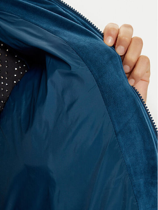 Kurzes Damen Puffer Jacke für Winter Blau