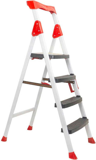 Metal Ladder 3 Steps Plus Platform White Z-tools Zln 0683