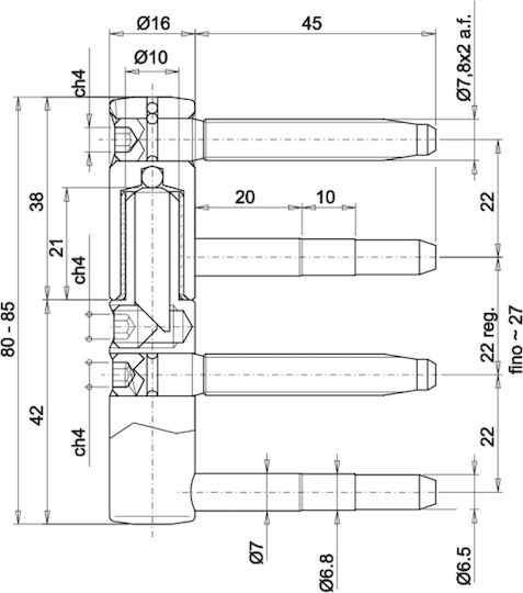 Otlav Adjustable Hinge M+f 495 3d 4t 80 16zi