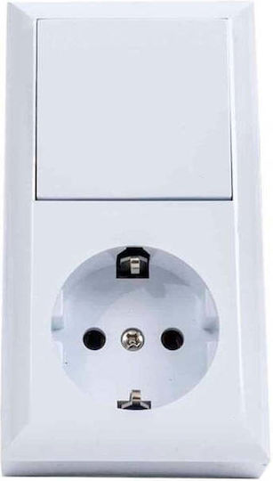 Single Switch Plus Socket Cp Pt Quatric 16a 250v Qc-06-0314