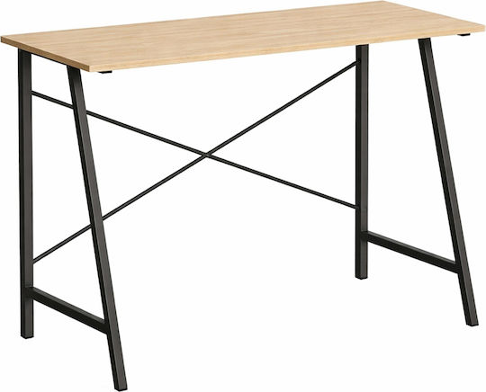 Birou Din Lemn Negru/Stejar Natural cu Picioare Metalice 100x46x75cm