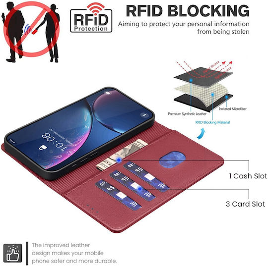 Binfen Series 12 Wallet Leather Red for OnePlus 9 Pro Realme 9 5G / 9 Pro