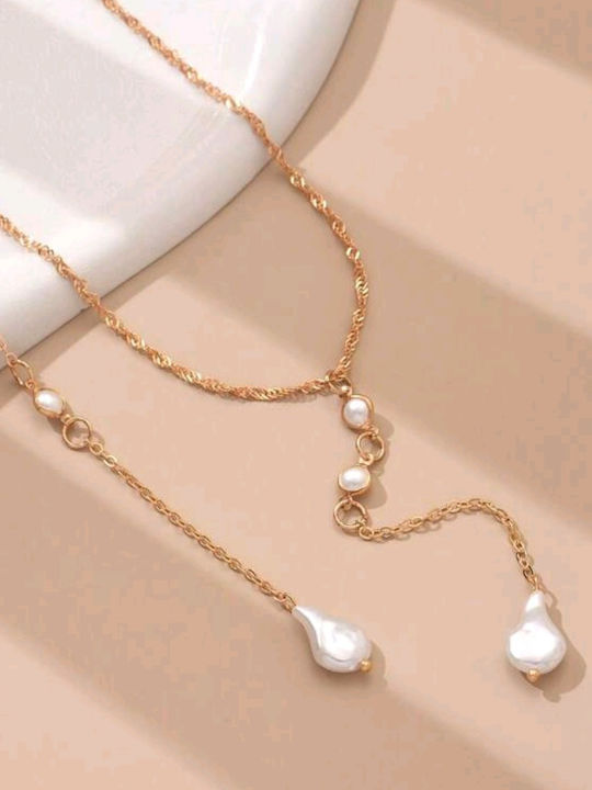 Tatu Moyo Gold Plated Necklace With Pearls
