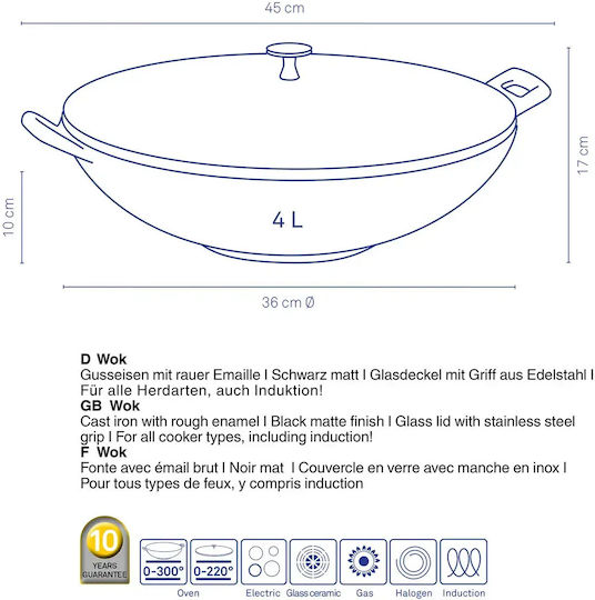 Kela Calido Saute Pan Cast Iron with Lid Enamel Coating 36cm