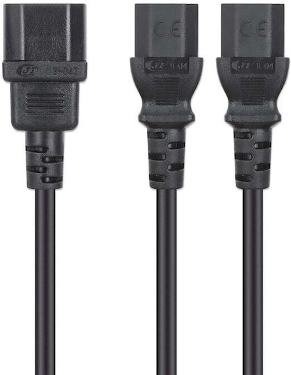 Manhattan IEC C14 / IEC C13 - IEC C14 / IEC C13 Cable 1.8m Μαύρο 157469