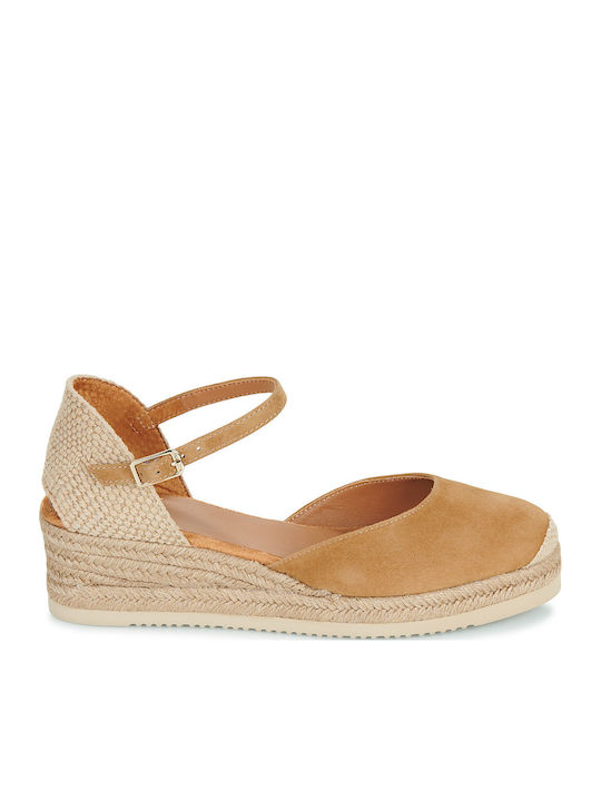 Cisca Damenplattformen in Stil Espadrilles Braune