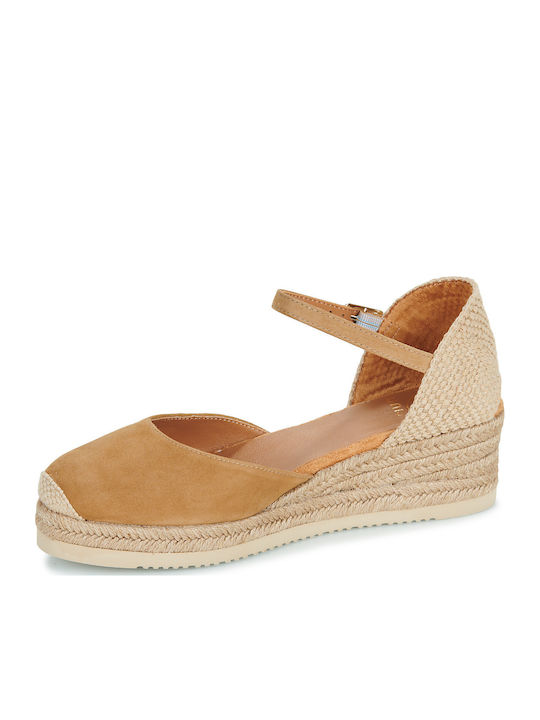 Cisca Damenplattformen in Stil Espadrilles Braune