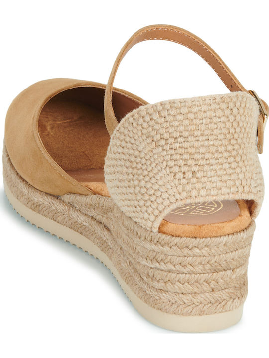 Cisca Damenplattformen in Stil Espadrilles Braune