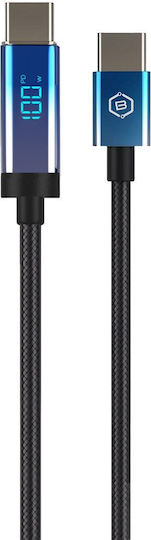 Blavec LED / Geflochtenes USB 2.0 Kabel USB-C männlich - USB-C 100W PD Schwarz 1,2 m