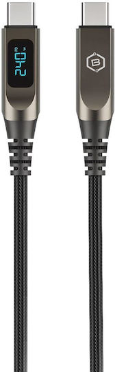 Blavec LED / Braided USB 2.0 Cable USB-C male - USB-C 240W Γκρι 1.2m