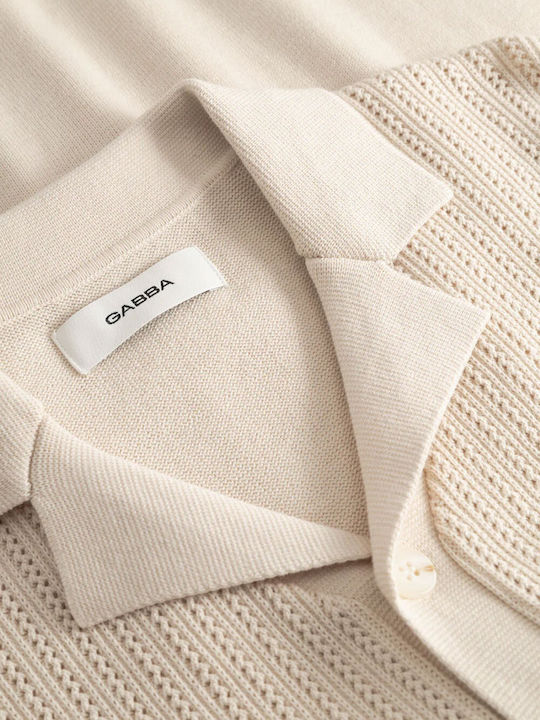 Herrenbluse Kurzarm Beige