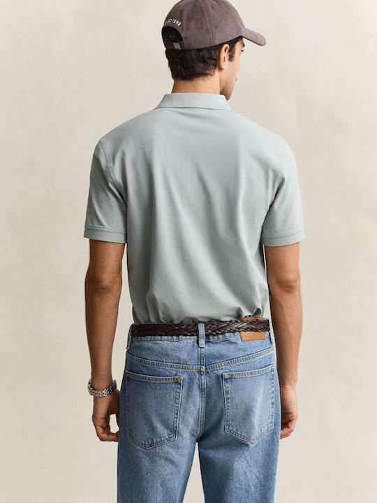 Contrast Pique Polo Herrenbluse Kurzarm Grau