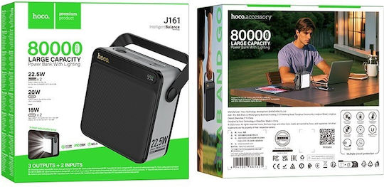 Hoco J161 Baterie Externă 80000mAh 22.5W cu 2 Porturi USB-A și Port USB-C Negru