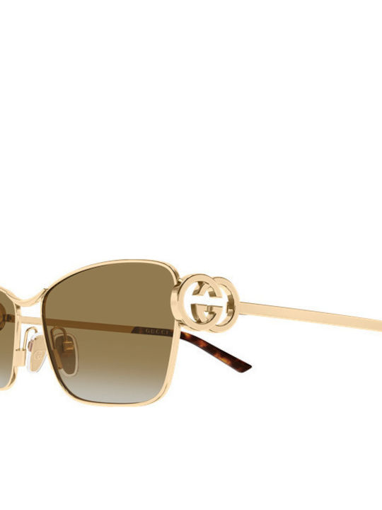 Gucci Unisex Sunglasses with Gold Metallic Frame and Gold Lens GG2045S 003