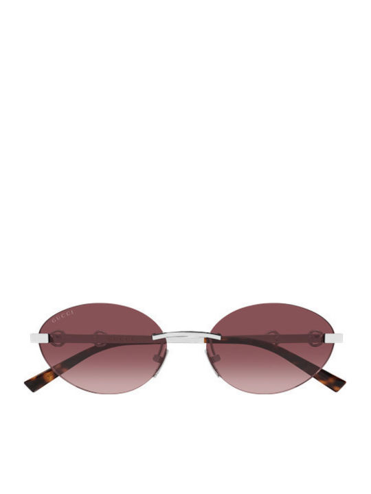 Gucci Unisex Sonnenbrillen mit Silber Metallrahmen und Roter Spiegelgläser GG2051S 003