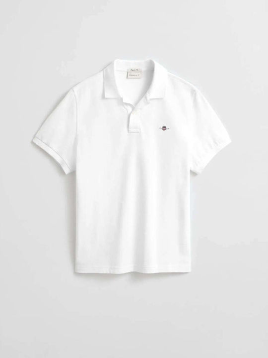 Pique Shield Polo Мъжка Тениска С Къс Ръкав Бяла