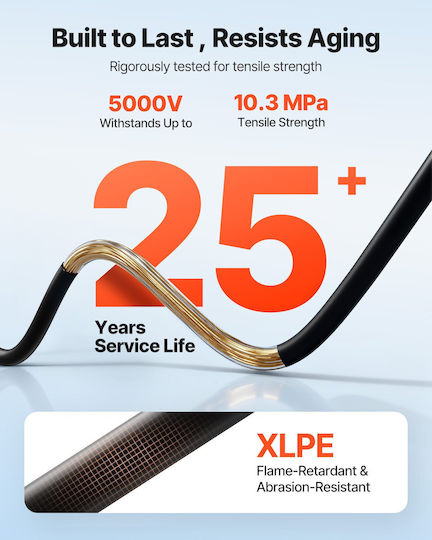 Vevor Photovoltaic Extension Cable 19.81m Black & Red 10 Awg 6 Mm² Ip67 Waterproof Tyndcbyzxsx628evn002y3
