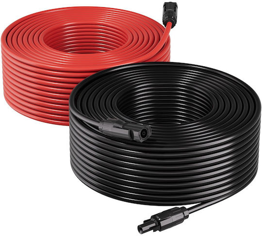 Vevor Photovoltaic Extension Cable 19.81m Black & Red 10 Awg 6 Mm² Ip67 Waterproof Tyndcbyzxsx628evn002y3