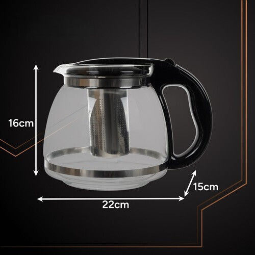Ceainic cu Filtru din Sticlă Gri 2000ml