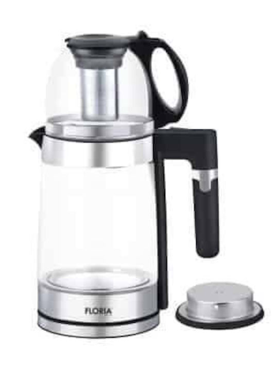 Ceainic cu Filtru din Sticlă Argintie 1800ml