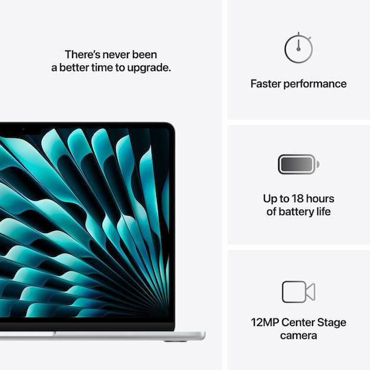 Apple MacBook Air 13.6" IPS Retina Display (M4-10-Core/24GB/512GB SSD/10-Core GPU) with 35W Charger (Dual Port) Silver (Greek Keyboard)