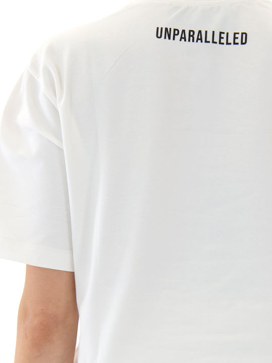 Women's Oversized Crop T-shirt Ecru-Brown