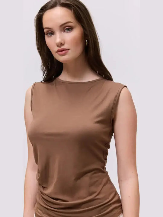 Women's Summer Sleeveless Blouse Brown
