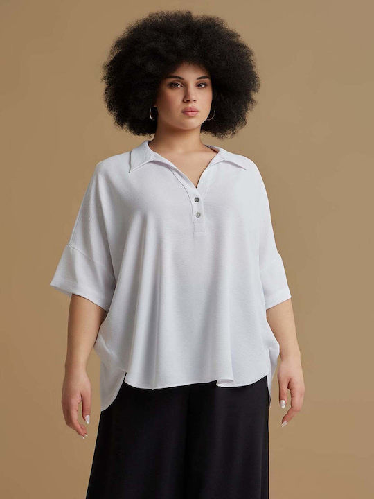 Bluza Damă Mâneci Scurte Albă