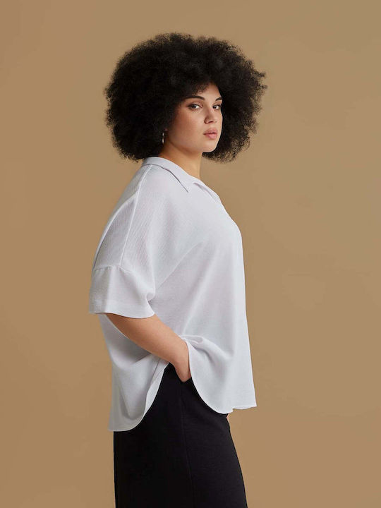 Bluza Damă Mâneci Scurte Albă