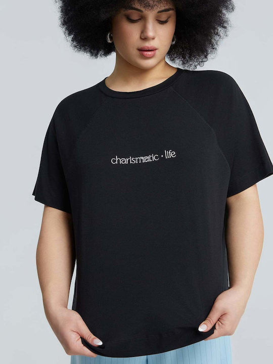“charismatic Life” Tricou Crop Damă Negru