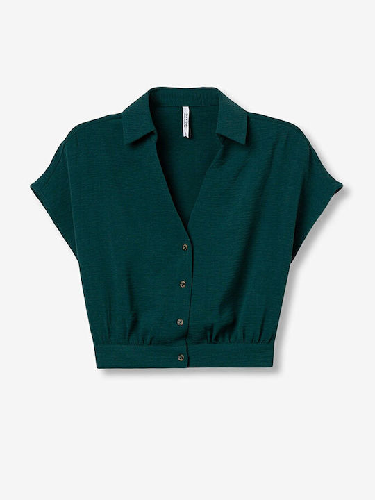 Women's Crop Top Short Sleeve Green