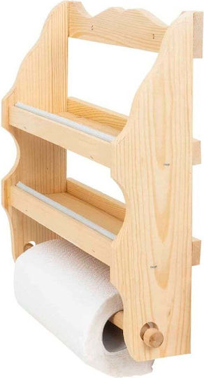 Suport Pentru Prosoape De Hârtie Montat Pe Perete Din Lemn Bej 37cm 1128