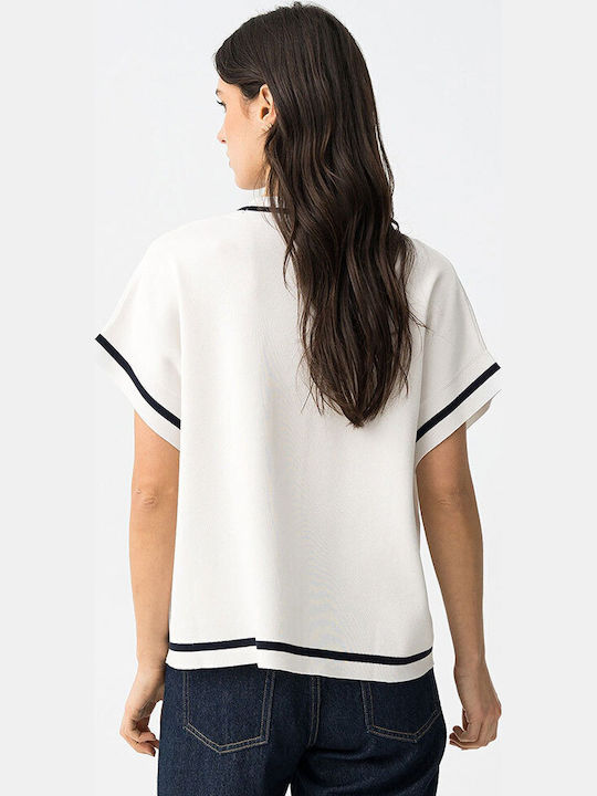 Women's Striped White Sweater