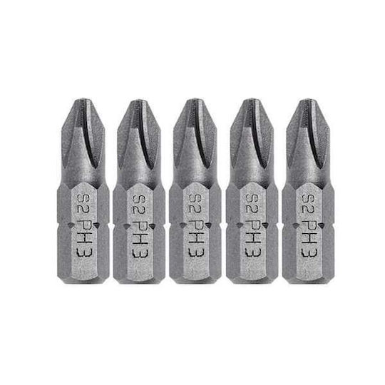 Set 5 Bucăți Biți Pentru Șurubelniță Ph3 25mm Hogert Ht1s303