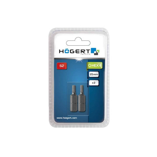 Set 2 Pieces Screwdriver Bits H4 25mm Hogert Ht1s344