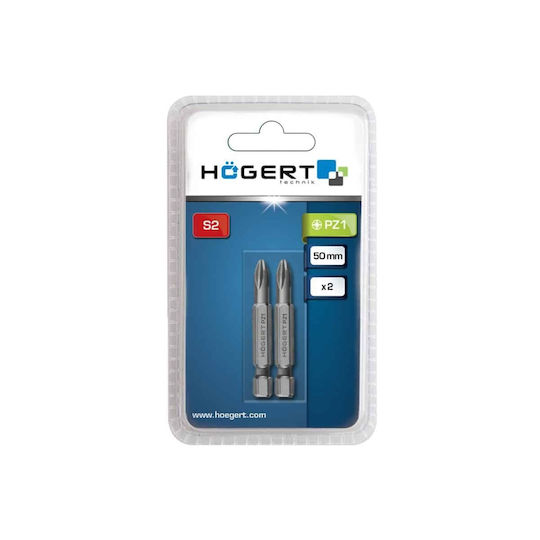 Set 2 Pieces Screwdriver Bits Pz1 50mm Hogert Ht1s318