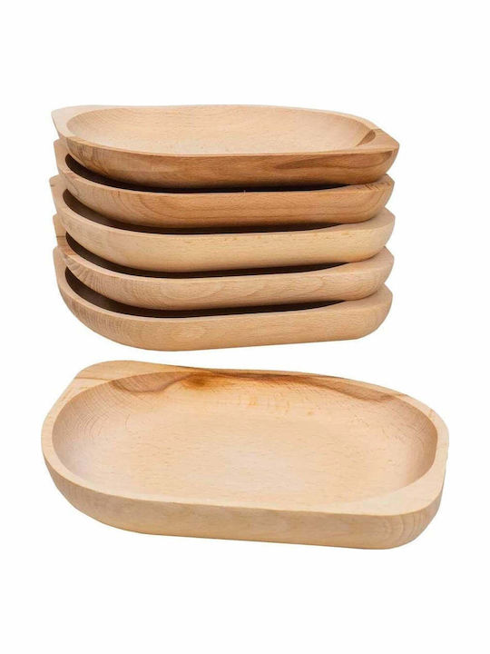 Piatelă De Servire Ovală Din Lemn Bej 23x20cm 6 Bucăți