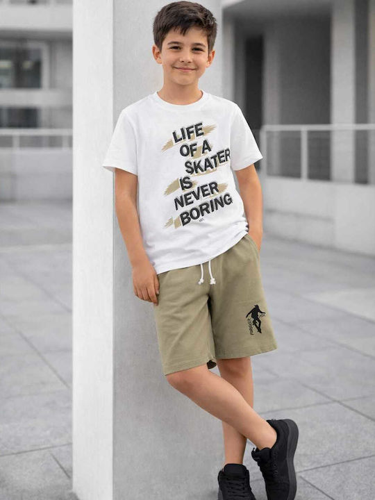 Kids Set with Shorts Summer 2 Pieces White-Olive