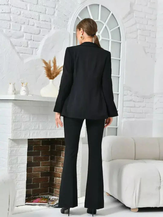 Women's Black Set with Floral Trousers