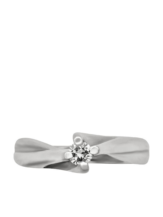 Savvas Design Einzelner Steinring aus Weißgold 18K